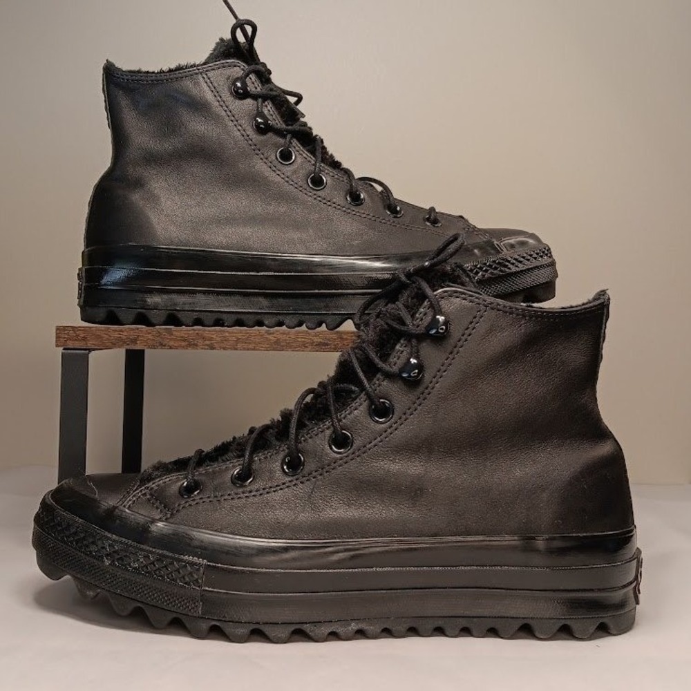 Converse Chuck Taylor‎ All Star Lift Ripple Womens 10 Black Leather